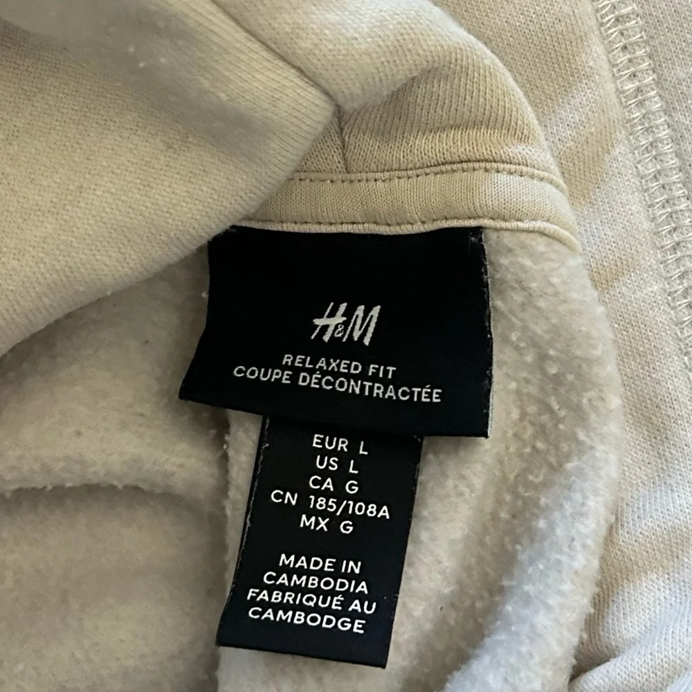 H&M Loose Fit Hoodie light beige sz large excellent used condition cotton blend - Picture 5 of 7